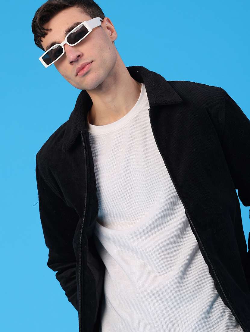 men solid long sleeve casual jacket