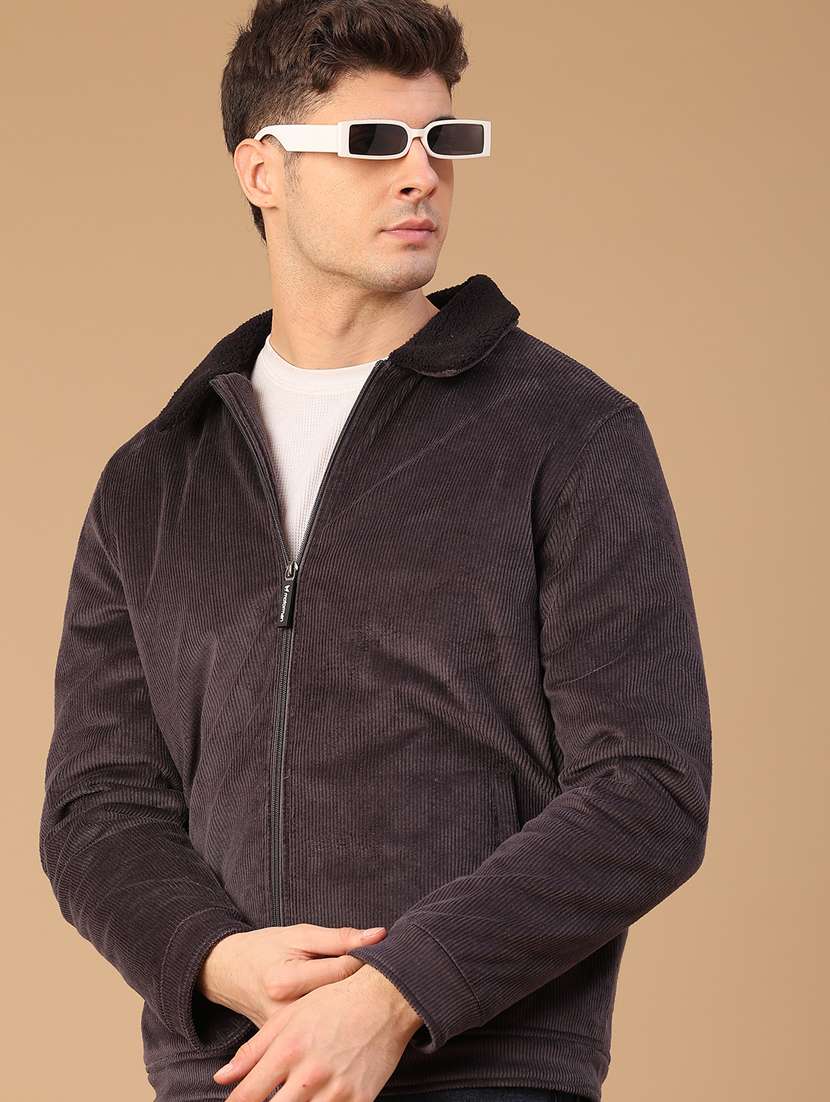men solid long sleeve casual jacket