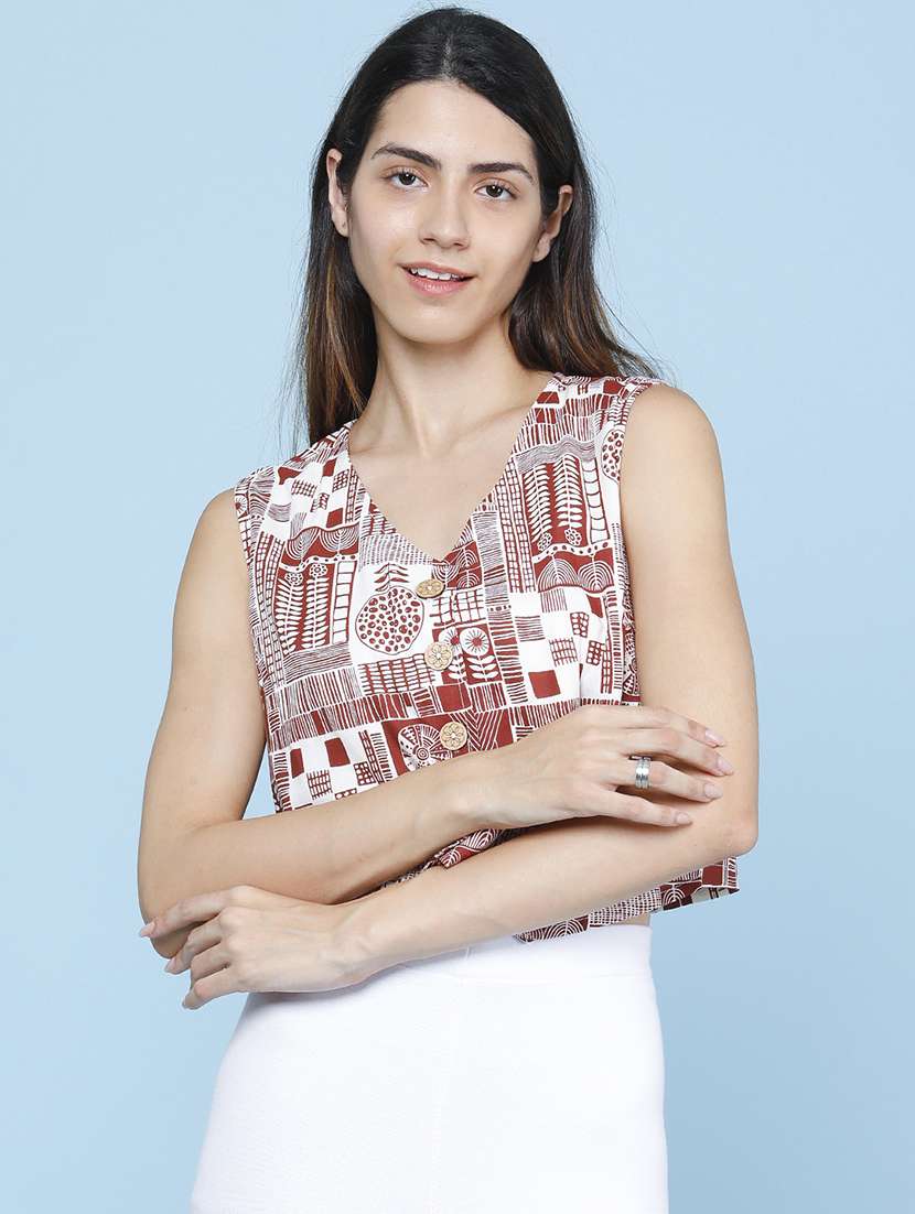 women printed sleeveless vest top