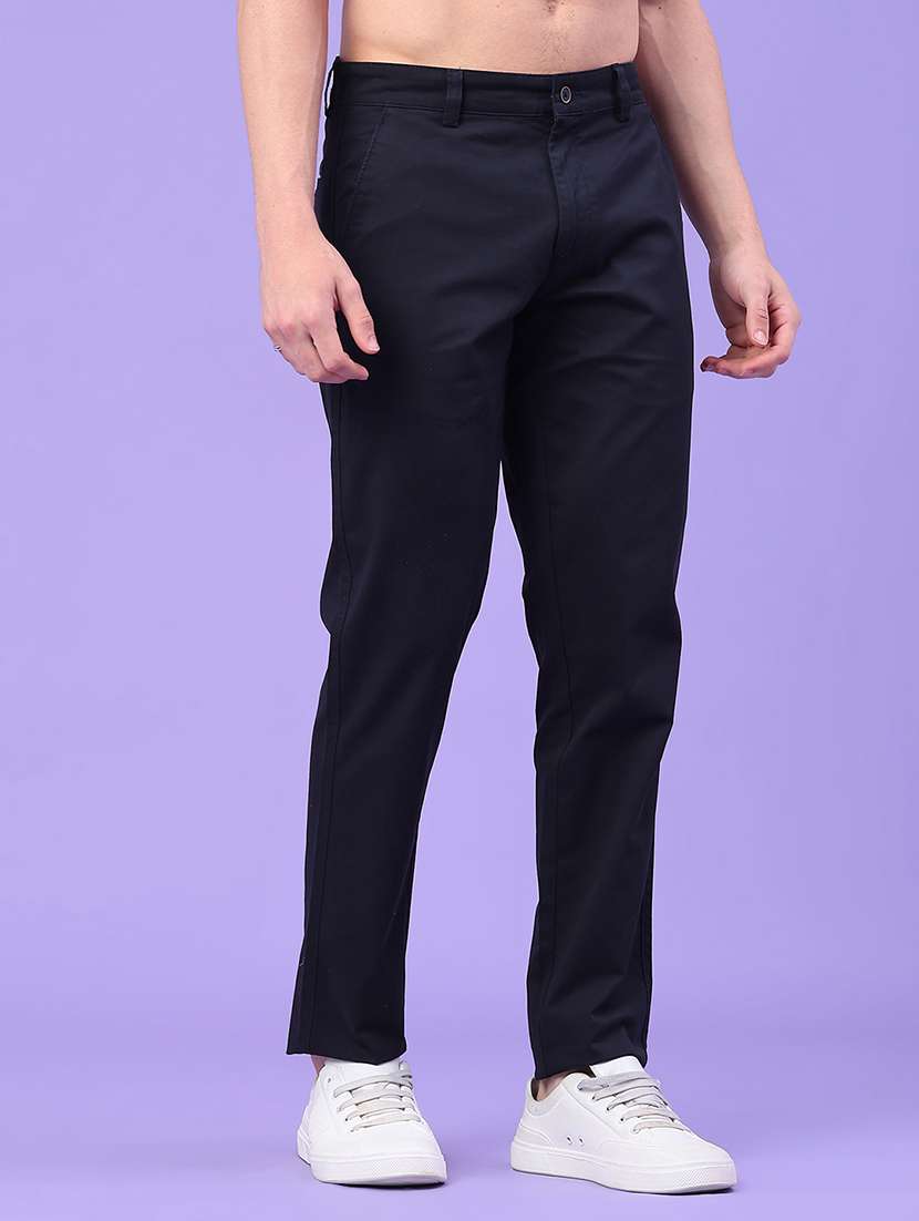 men solid mid rise chino