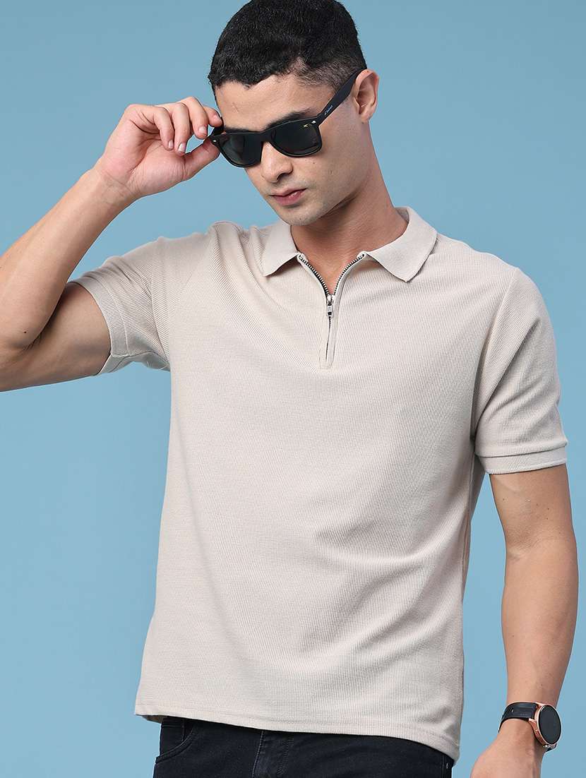 men self design short sleeve regular fit polo t-shirt