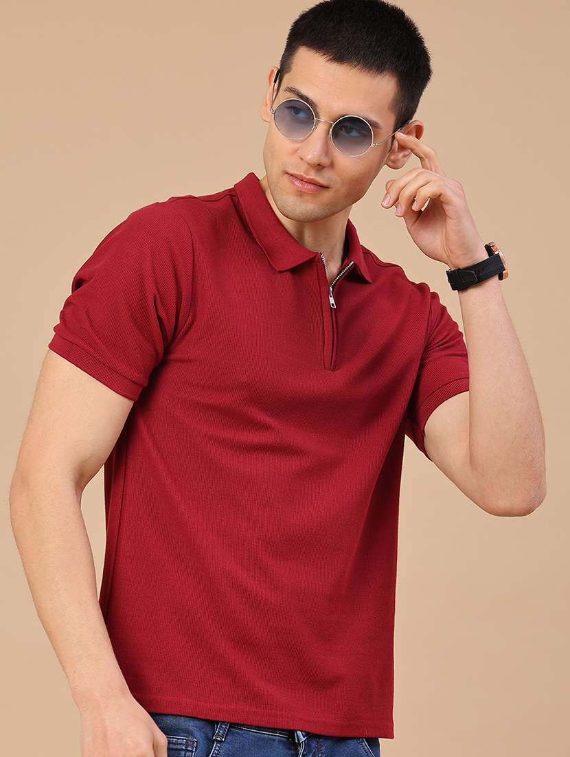 men self design short sleeve slim fit polo t-shirt
