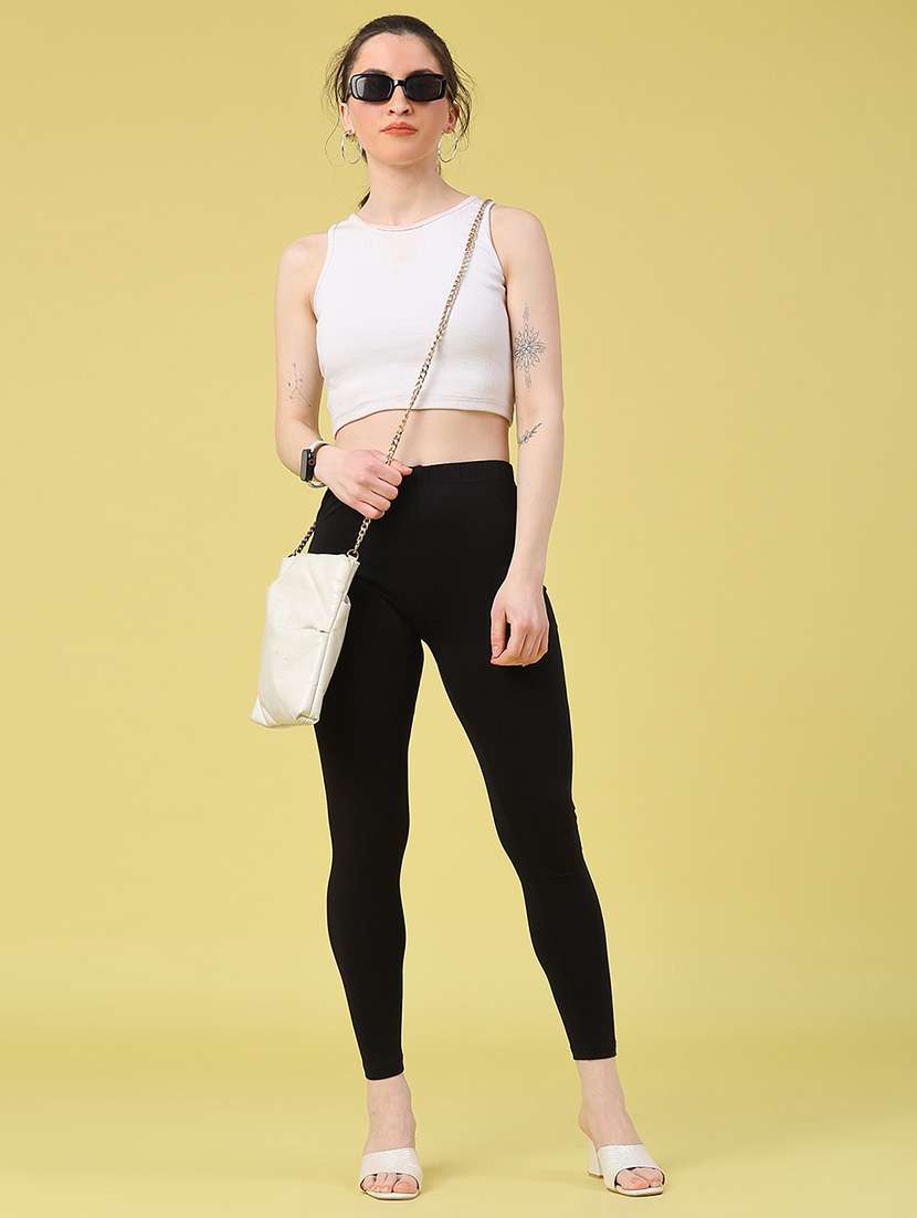women solid mid rise legging - 22217445 -  Standard Image - 5