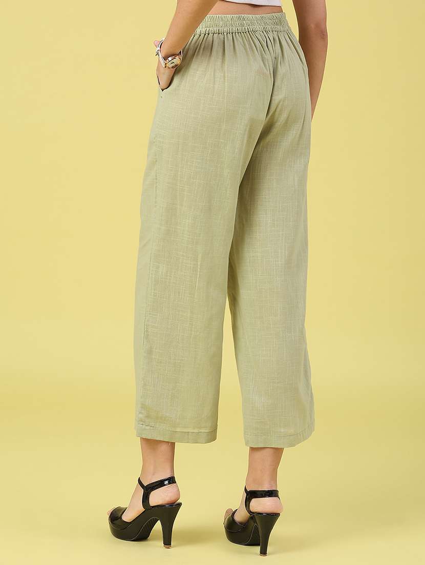 women solid mid rise calf length straight pant - 22217488 -  Standard Image - 3