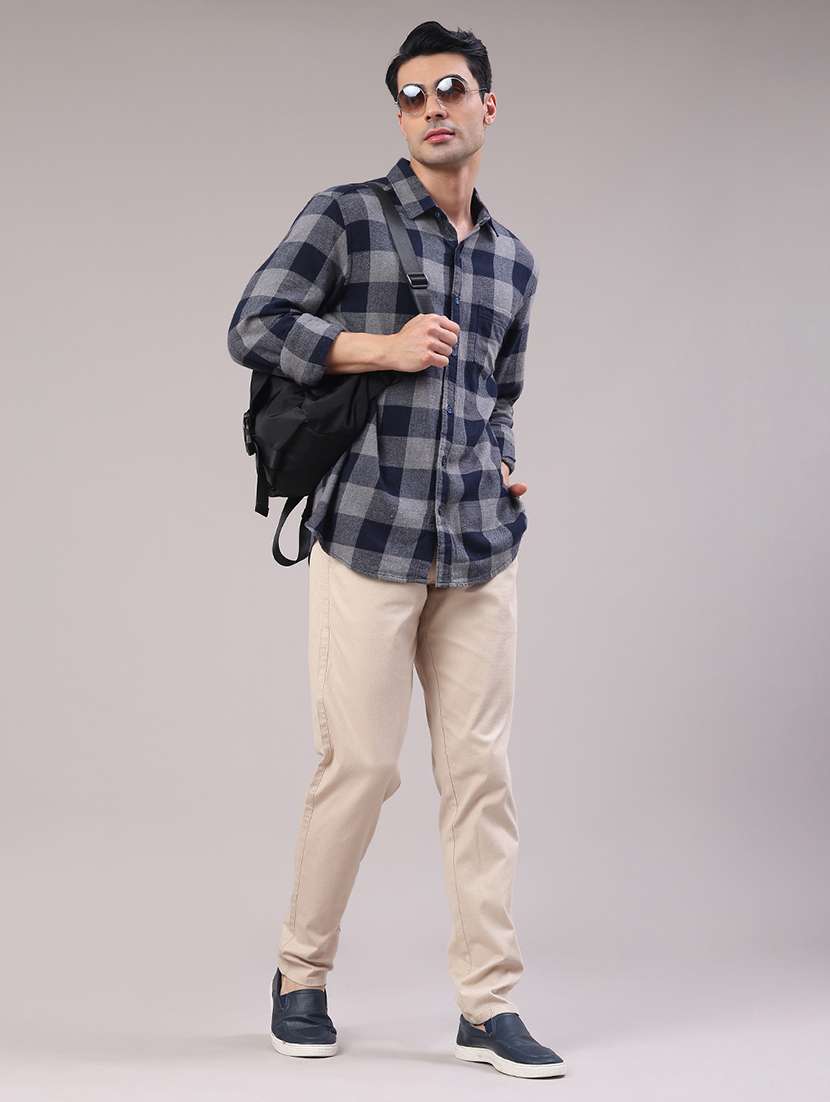 Men Solid Mid Rise Chinos Casual Trouser - 22217500 -  Standard Image - 5