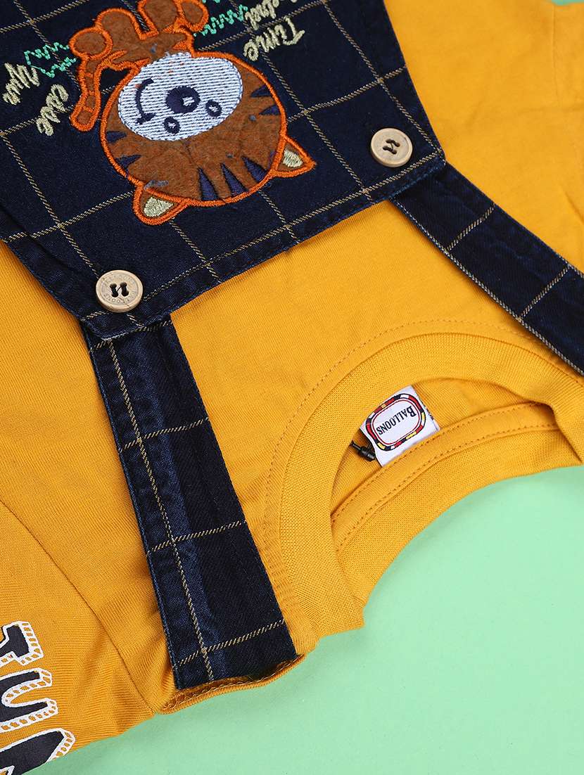 boys self design short sleeve dungaree - 22217506 -  Standard Image - 3
