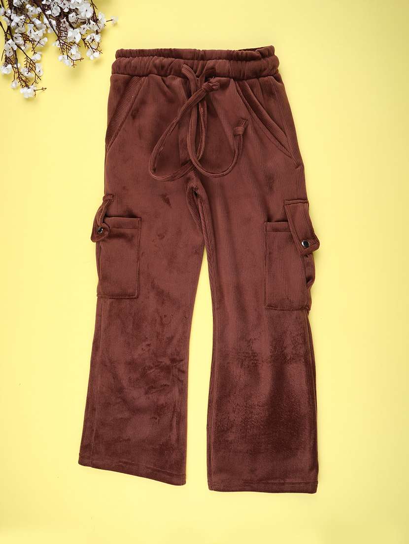 girls solid mid rise winterwear cargo