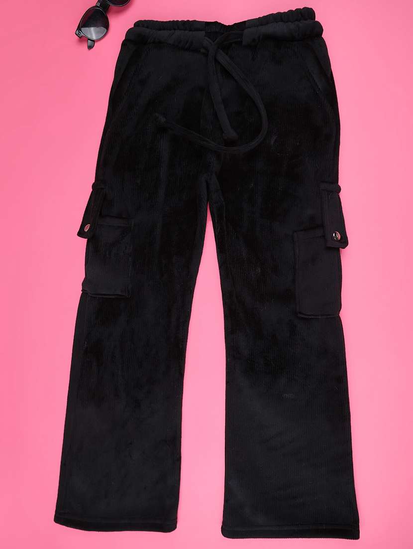 girls solid mid rise winterwear cargo