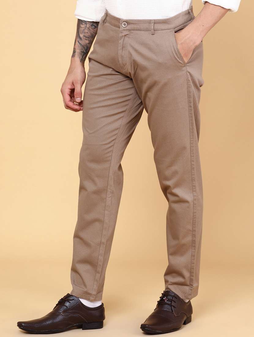 men brown cotton chinos casual trouser - 22217533 -  Standard Image - 5
