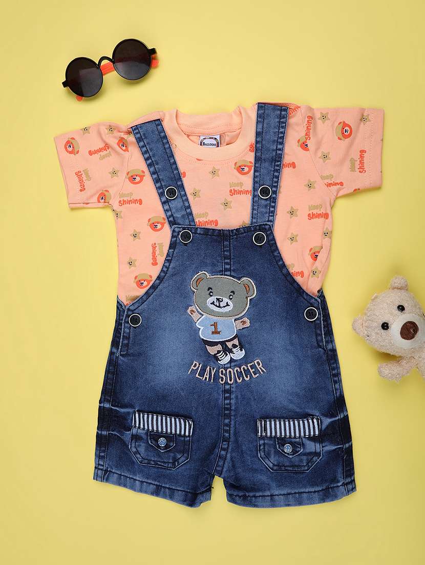 kids printed t-shirt with dungree set