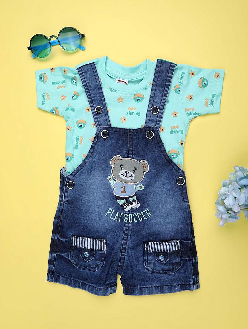 kids printed t-shirt with dungree set