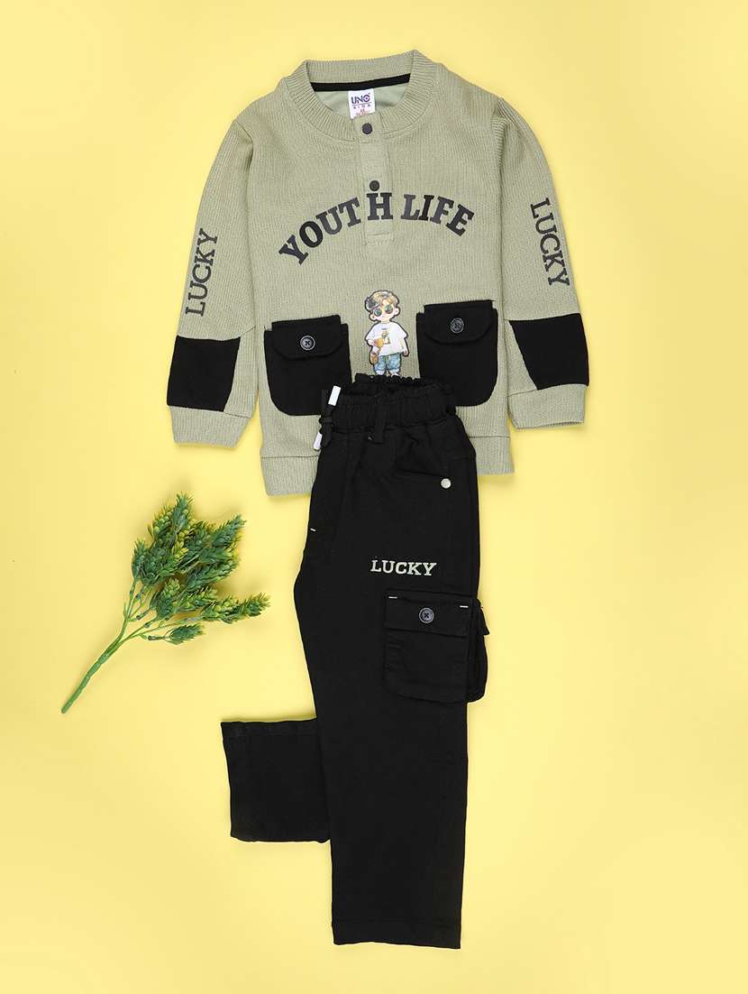 boys printed full sleeves co-ord set