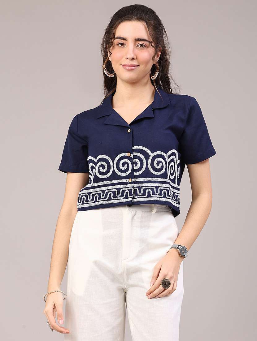 women solid with work short sleeve ethnic top