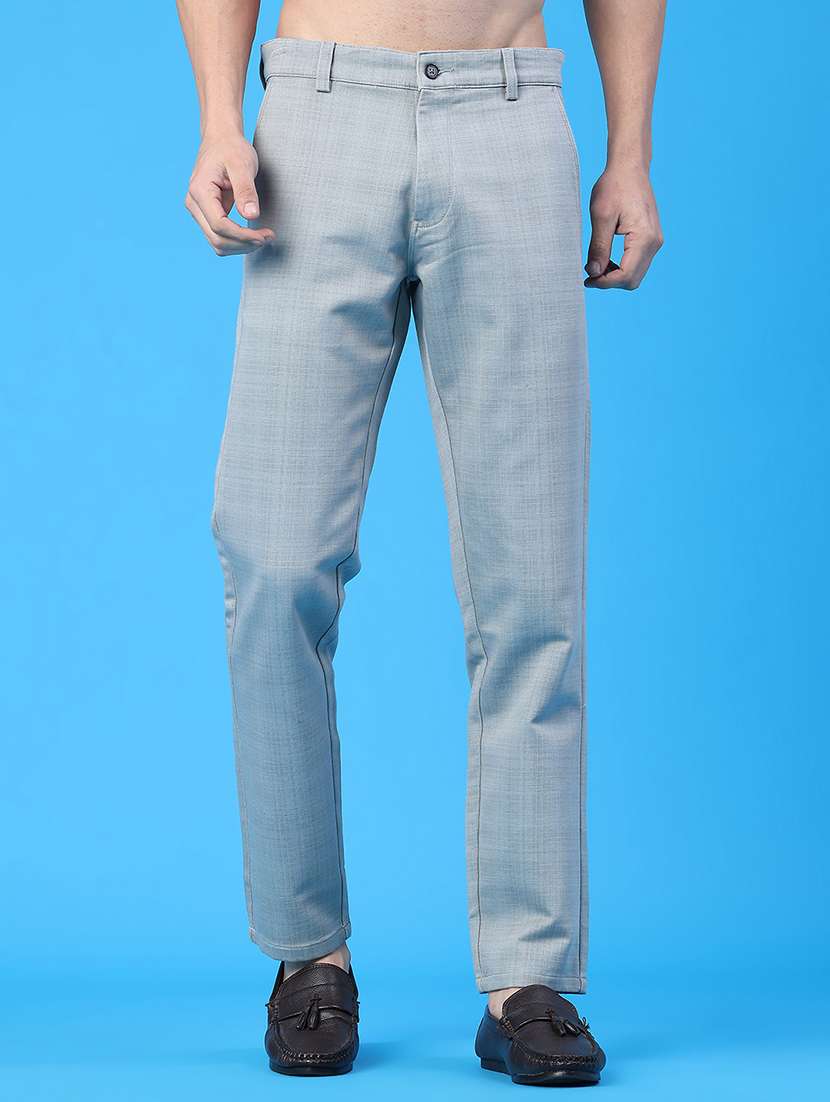 men self design mid rise chinos casual trouser