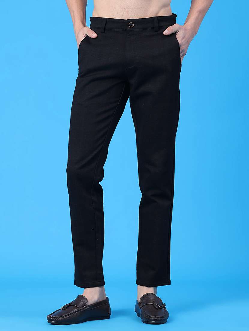 men self design mid rise chinos casual trouser