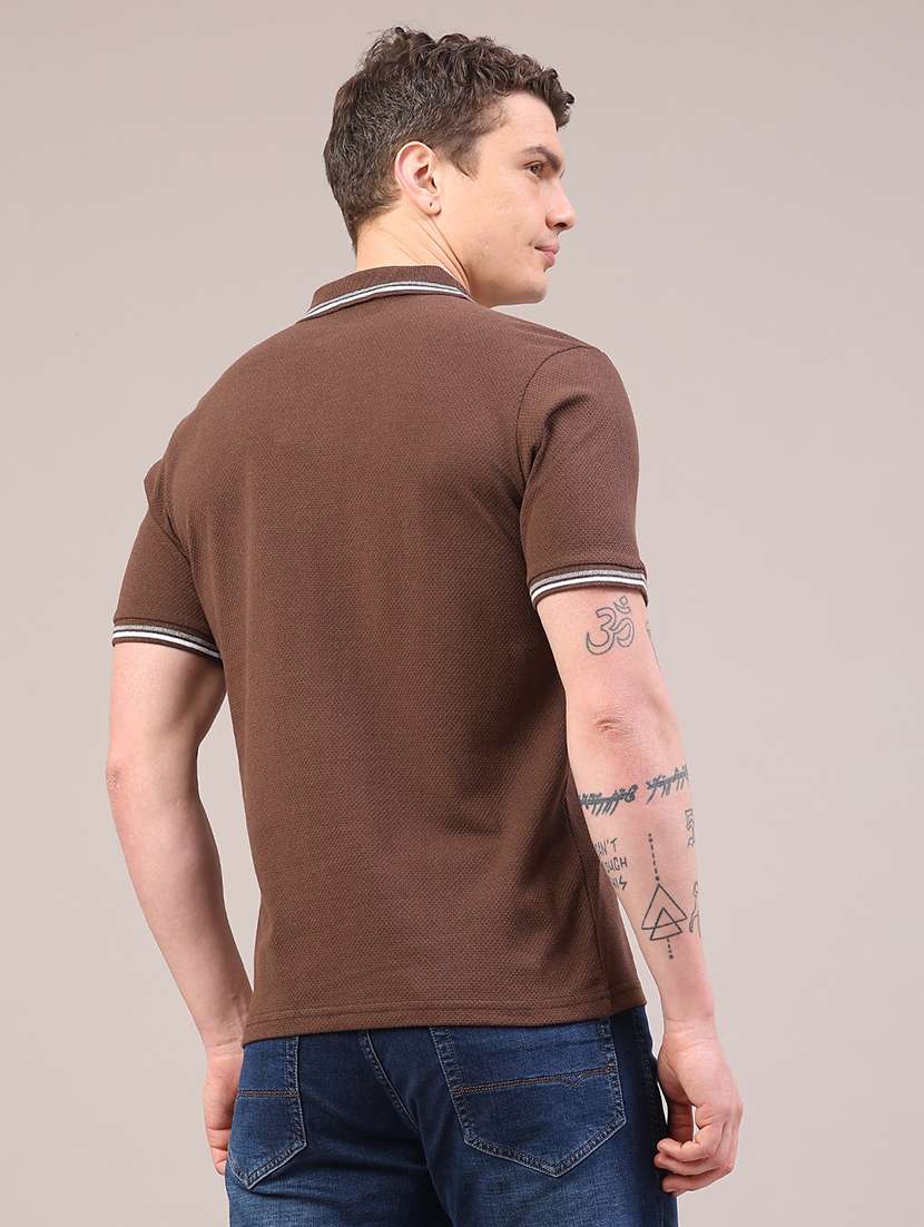 men self design short sleeve slim fit polo t-shirt - 22217576 -  Standard Image - 3