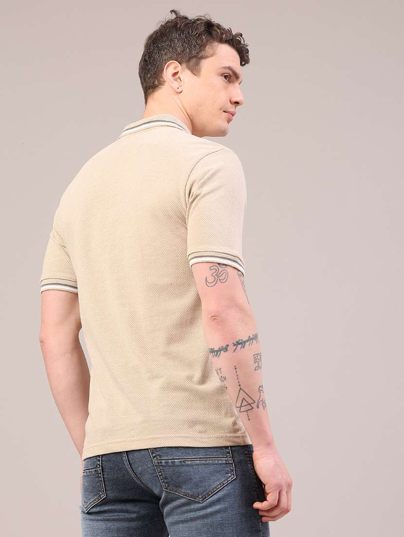 men self design short sleeve slim fit polo t-shirt - 22217577 -  Standard Image - 3