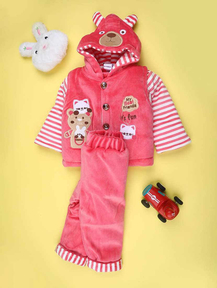 girls striped long sleeve winterwear full length set