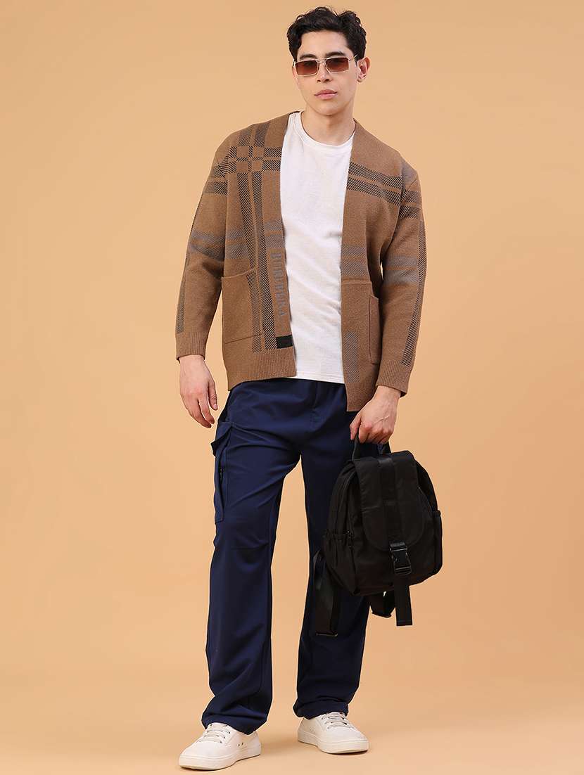 men self design long sleeve regular fit cardigan - 22217627 -  Standard Image - 5