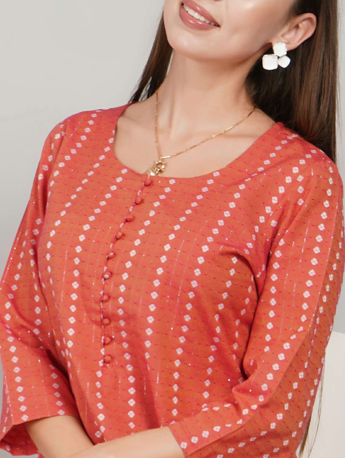 women self design three quarter sleeve kurta pant set - 22217636 -  Standard Image - 5