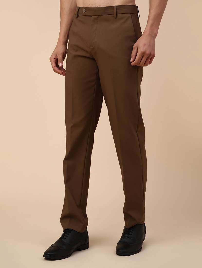 men solid mid rise slim fit formal trouser - 22217652 -  Standard Image - 3