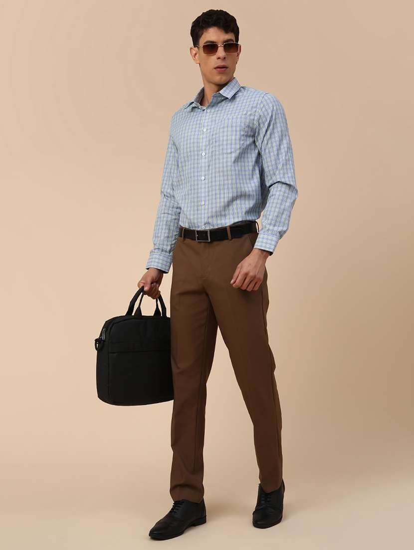 men solid mid rise slim fit formal trouser - 22217652 -  Standard Image - 5