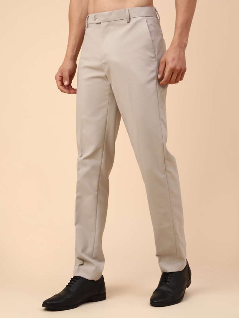 men solid mid rise slim fit formal trouser - 22217653 -  Standard Image - 3