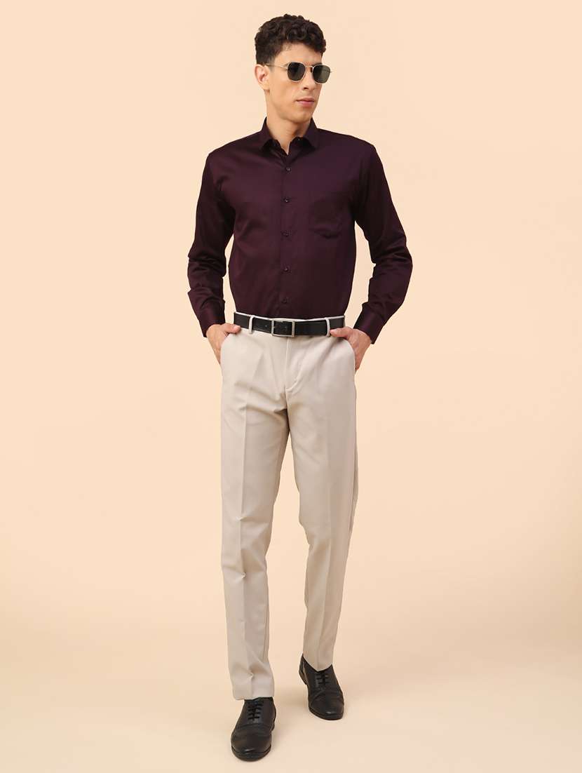men solid mid rise slim fit formal trouser - 22217653 -  Standard Image - 5