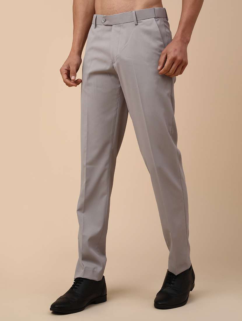 men solid mid rise slim fit formal trouser - 22217655 -  Standard Image - 3