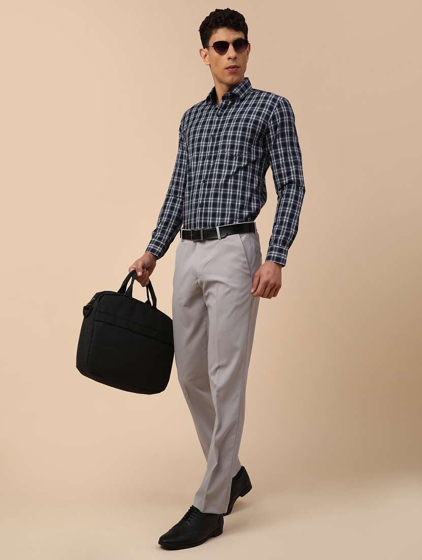 men solid mid rise slim fit formal trouser - 22217655 -  Standard Image - 5