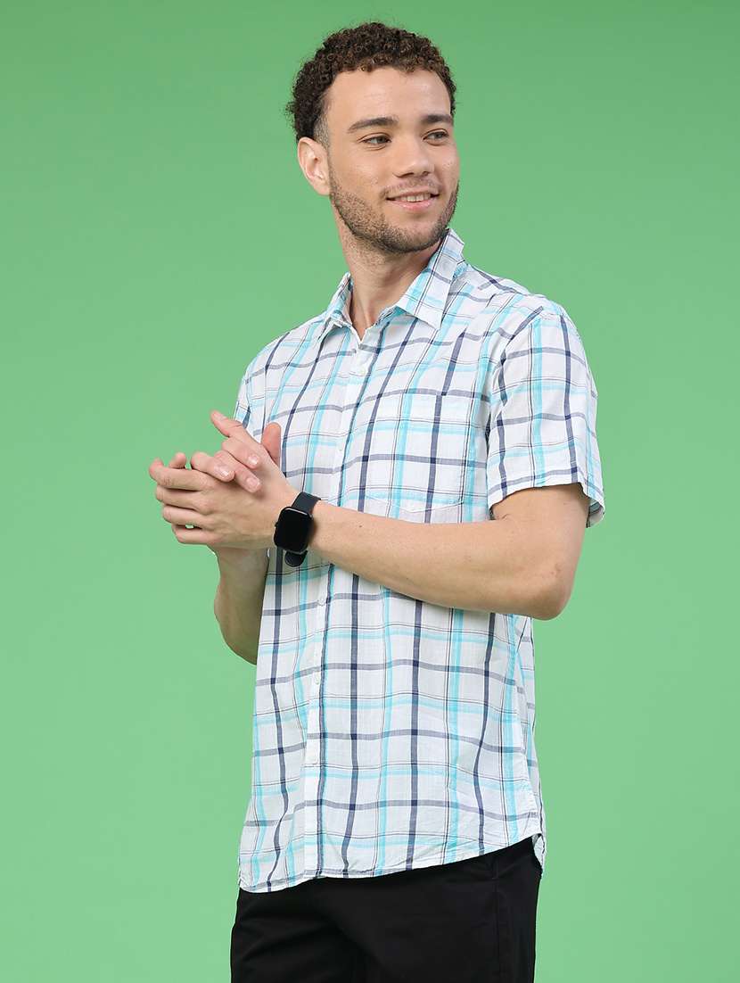 men checkered short sleeve regular fit casual shirt - 22217658 -  Standard Image - 3