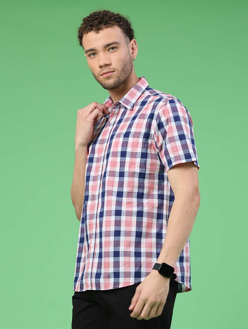 men checkered short sleeve regular fit casual shirt - 22217659 -  Standard Image - 3