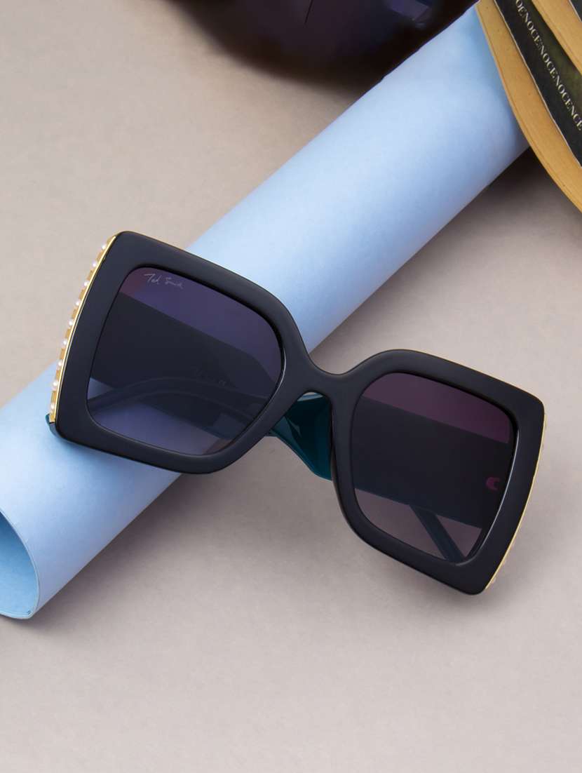 ted smith  women over-sized sunglasses i 100% uv protection i grey graded colour lens