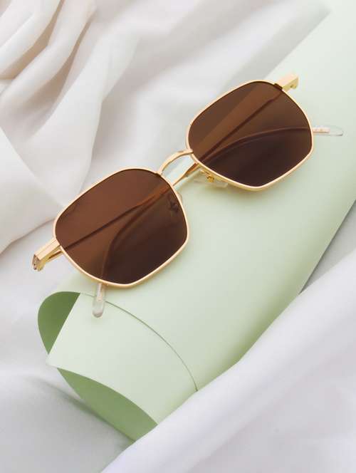 ted smith unisex hexagon sunglasses i 100% uv protection  i  brown colour lens - 22217829 -  Standard Image - 0