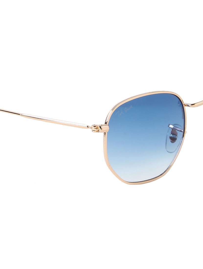 ted smith unisex hexagnal sunglasses i 100% uv protection  i  blue graded colour lens - 22217842 -  Standard Image - 5