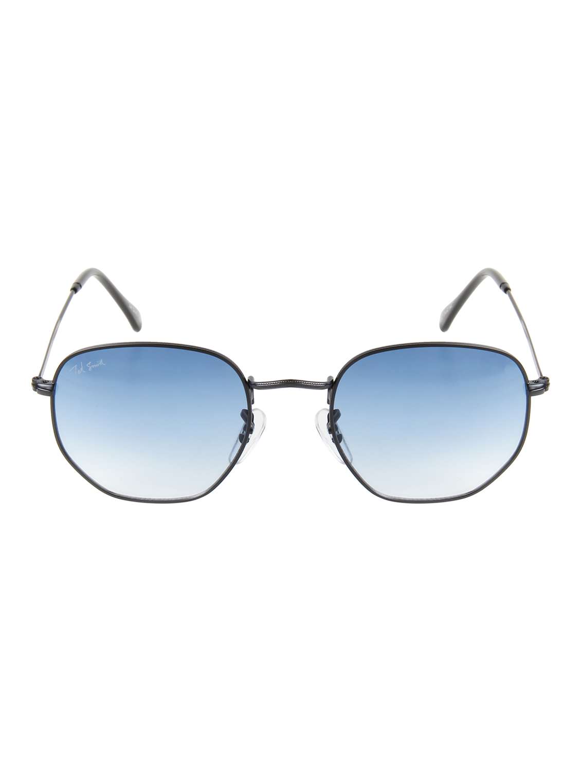 ted smith unisex hexagnal sunglasses i 100% uv protection  i  blue graded colour lens