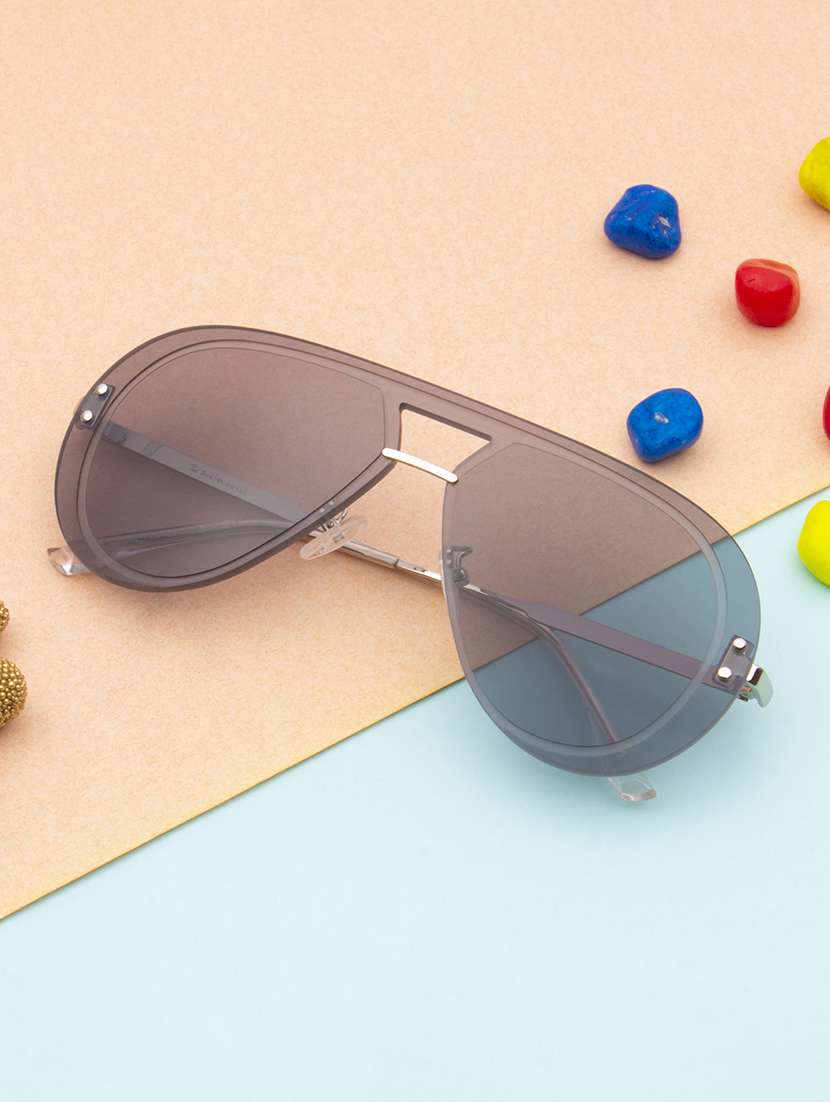 ted smith unisex aviator sunglasses i 100% uv protection  i  grey colour lens - 22217852 -  Zoom Image - 0