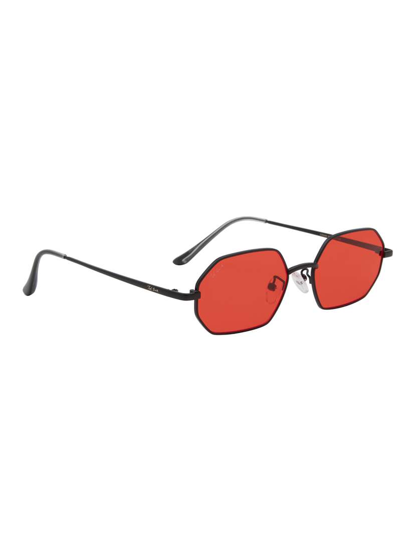 ted smith unisex hexogan sunglasses i 100% uv protection  i  red colour lens - 22217855 -  Standard Image - 3