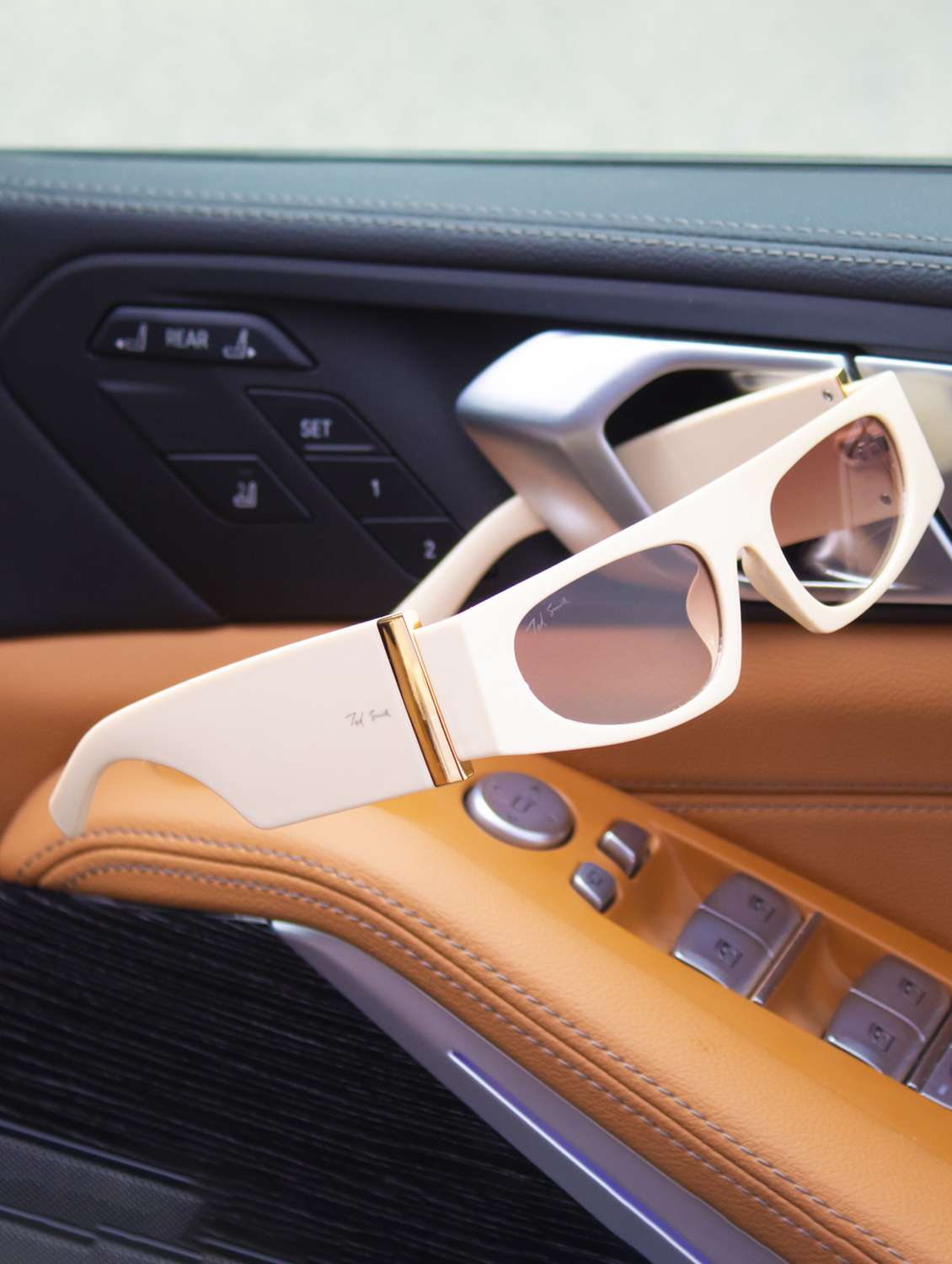 ted smith unisex square sunglasses i 100% uv protection  i  brown graded colour lens