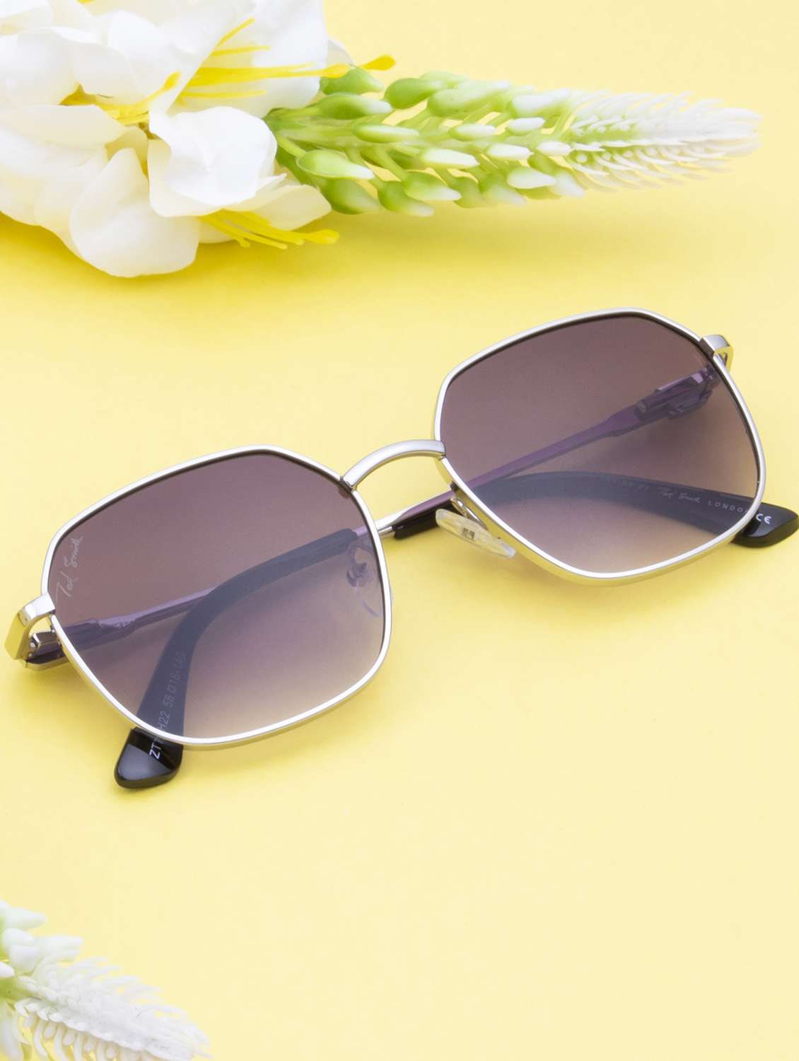 ted smith unisex hexagon sunglasses i 100% uv protection  i  grey graded colour lens