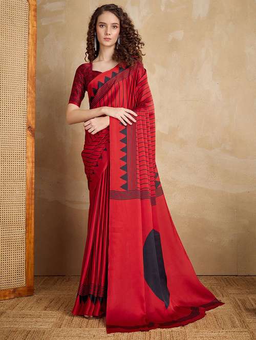 women printed casual wear saree with blouse - 22217941 -  Standard Image - 0