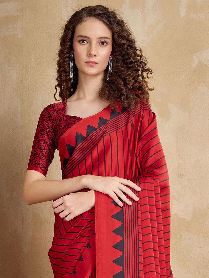 women printed casual wear saree with blouse - 22217941 -  Standard Image - 3