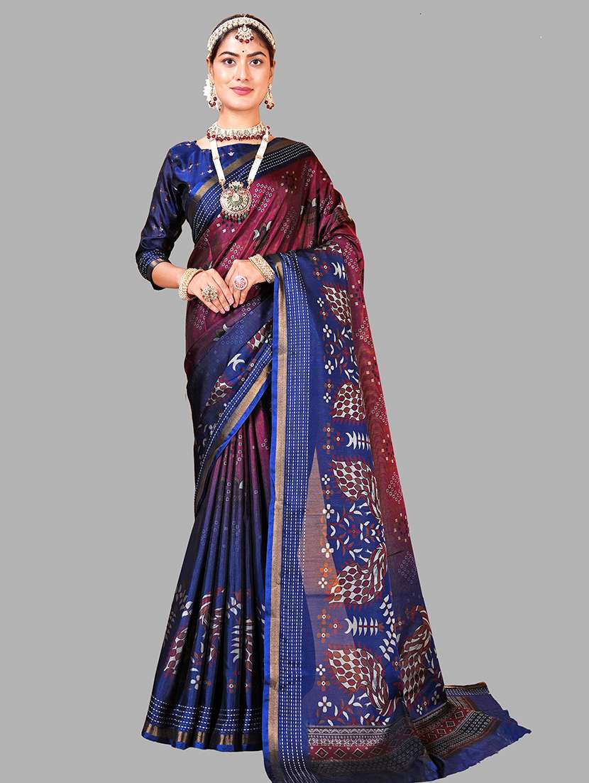 women printed patola saree with blouse