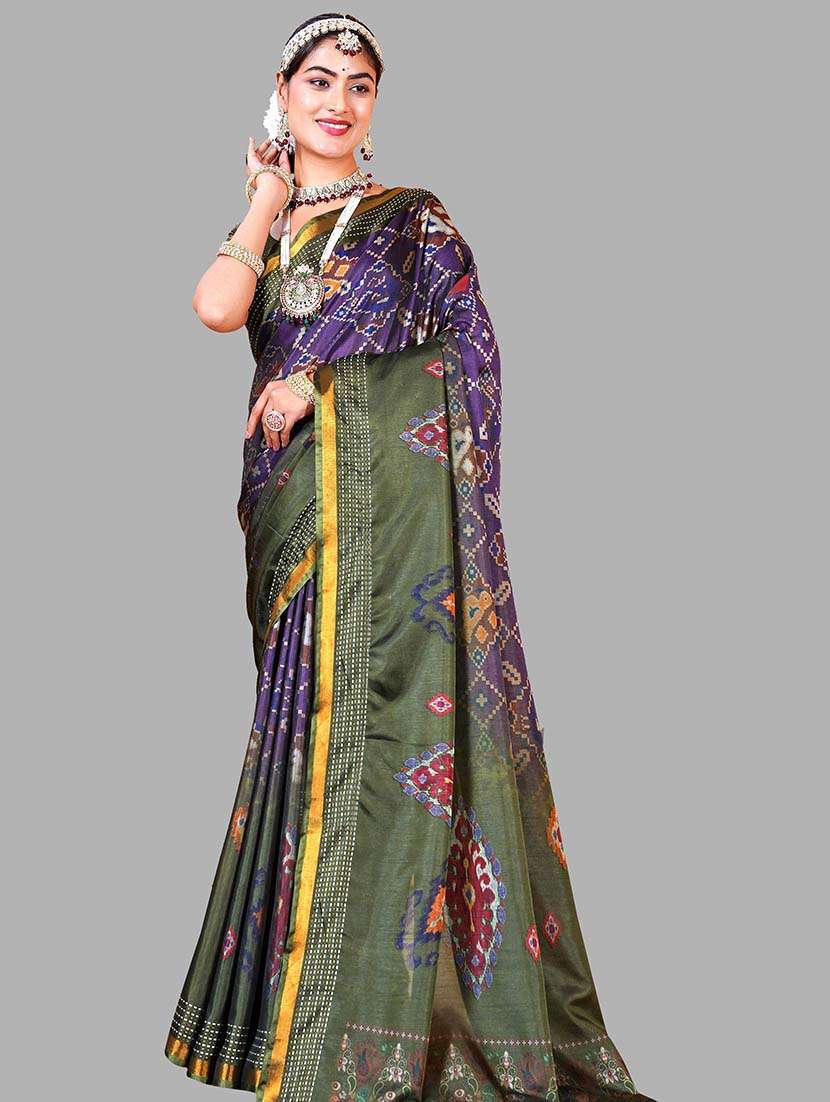 women printed patola saree with blouse