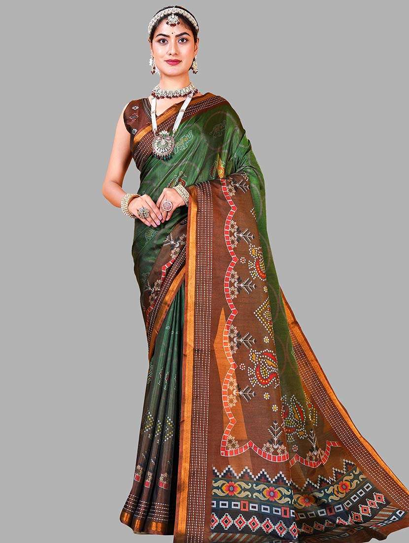 women printed patola saree with blouse