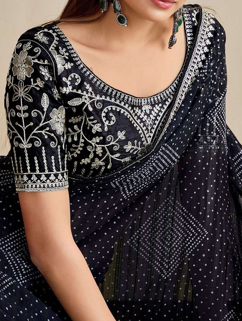 women bandhani printed saree with blouse - 22217978 -  Standard Image - 3