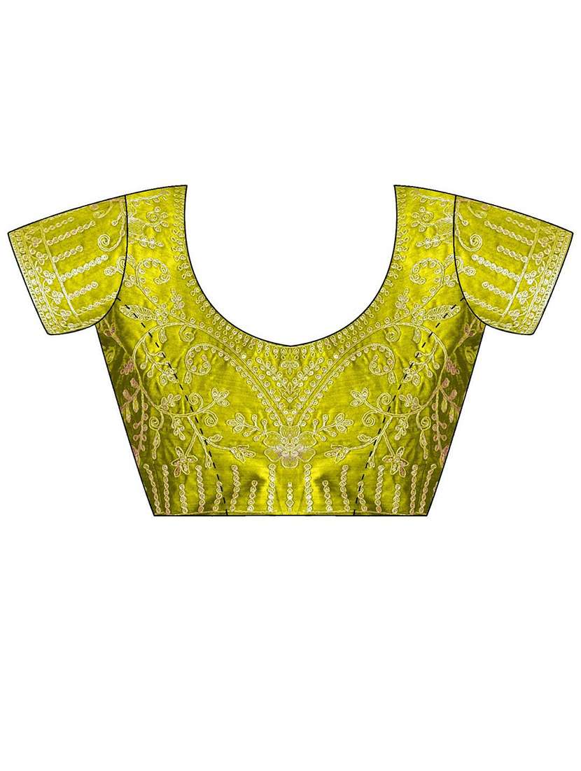 lime chiffon printed saree with blouse - 22217982 -  Standard Image - 5