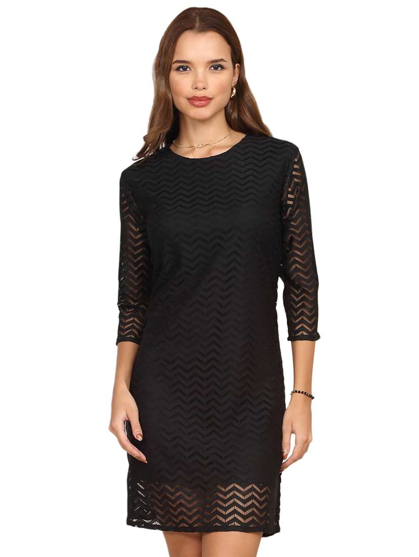 women self designed three quarter sleeve a-line dress - 22217998 -  Standard Image - 5