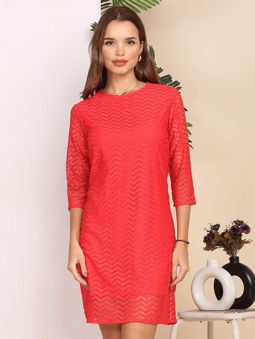 women self designed three quarter sleeve a-line dress - 22218000 -  Standard Image - 5