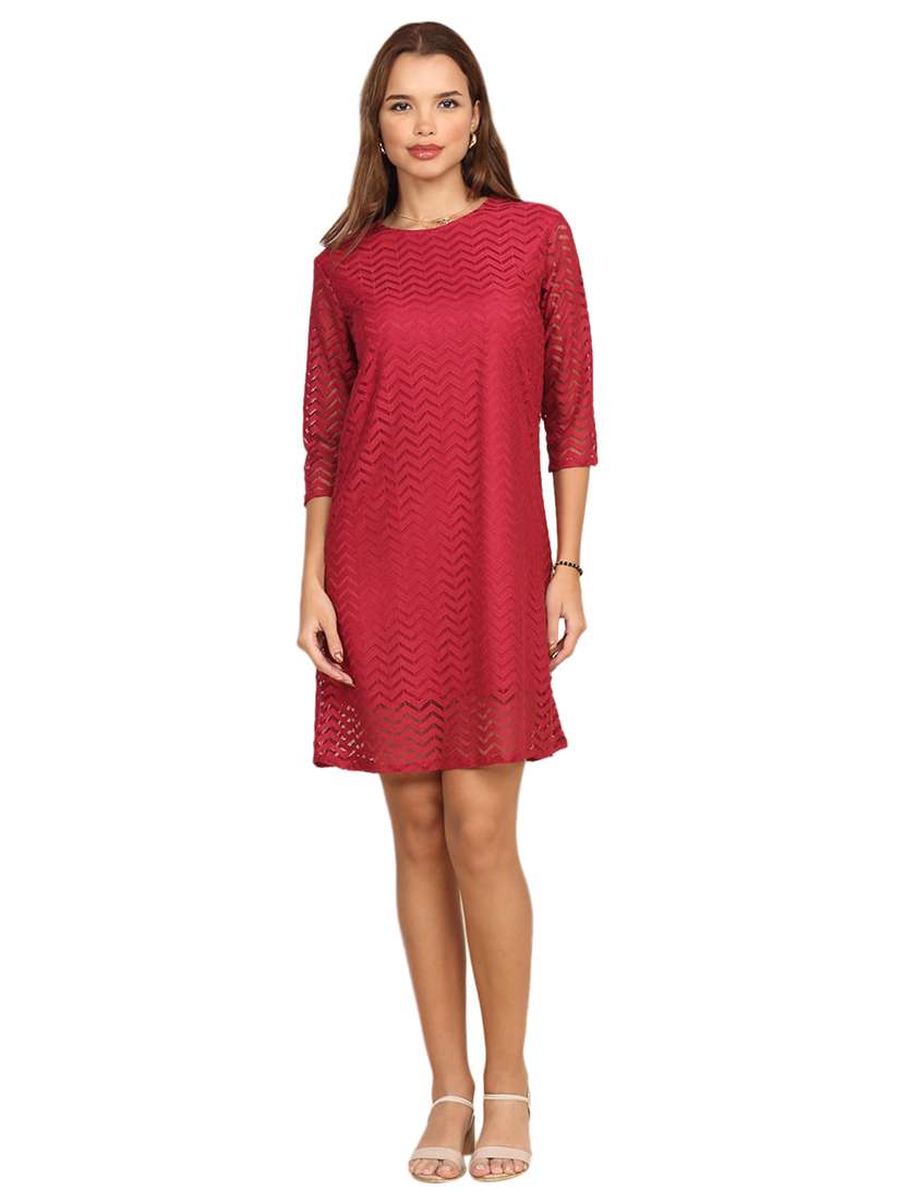 women self designed three quarter sleeve a-line dress - 22218001 -  Standard Image - 5